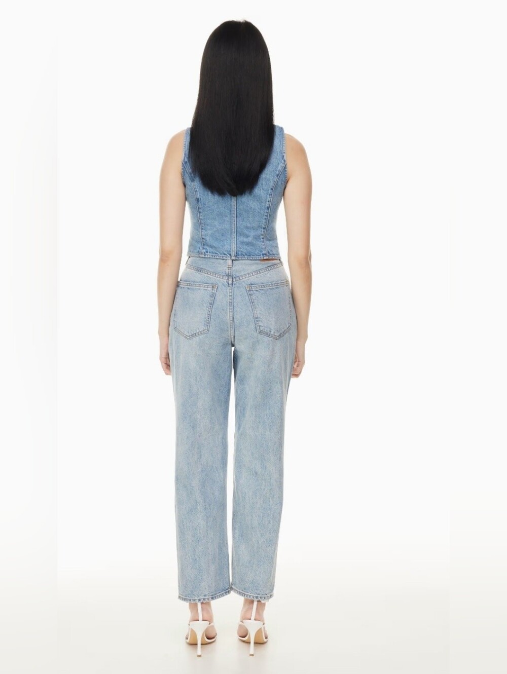 Denim Forum Light Blue Straight-Leg High-Rise Jeans